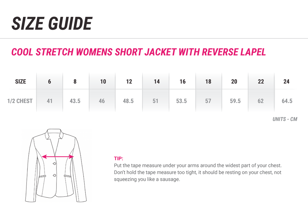 Kiwirail Cool Stretch Womens Short Jacket with Reverse Lapel